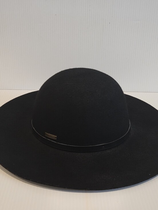 Sedancasa Accessories - Black Wool Wide Brim Floppy Hat 3” Brim Boho Style Felt Soft Crown Womens Medium